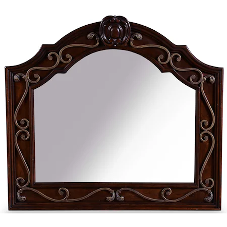 Dark Port Finished Beveled Landscape Mirror w/ Metal Accents